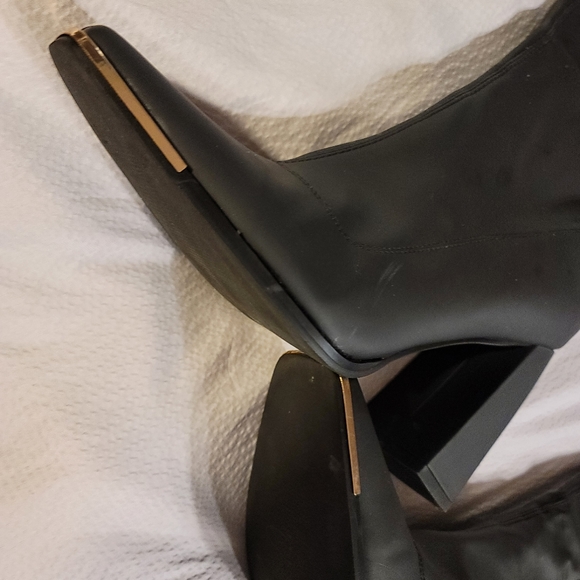 NIB Pointed Toe chunky heel long boots with side zipper wear 8 hours size 10 - Picture 6 of 14